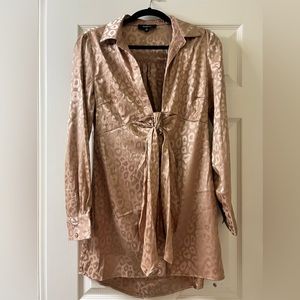 Aakaa Leopard Women’s Silky Metallic Low Cut Dress-Size M-NWOT